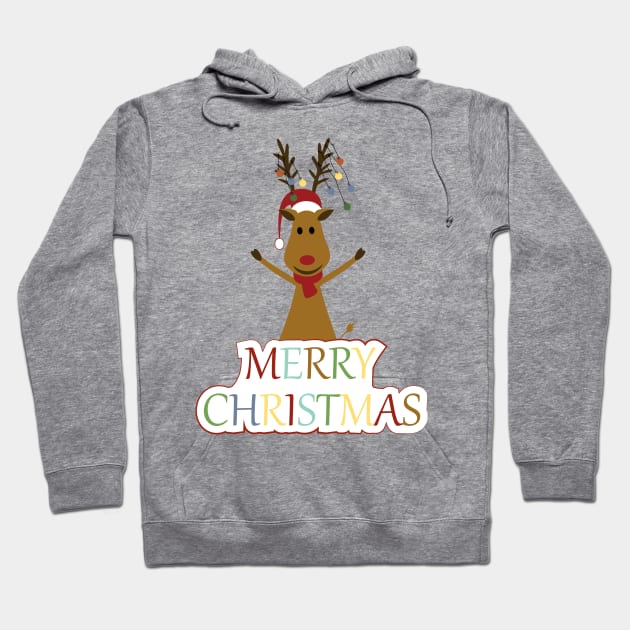 Happy and Merry Christmas reindeer Hoodie by grafart